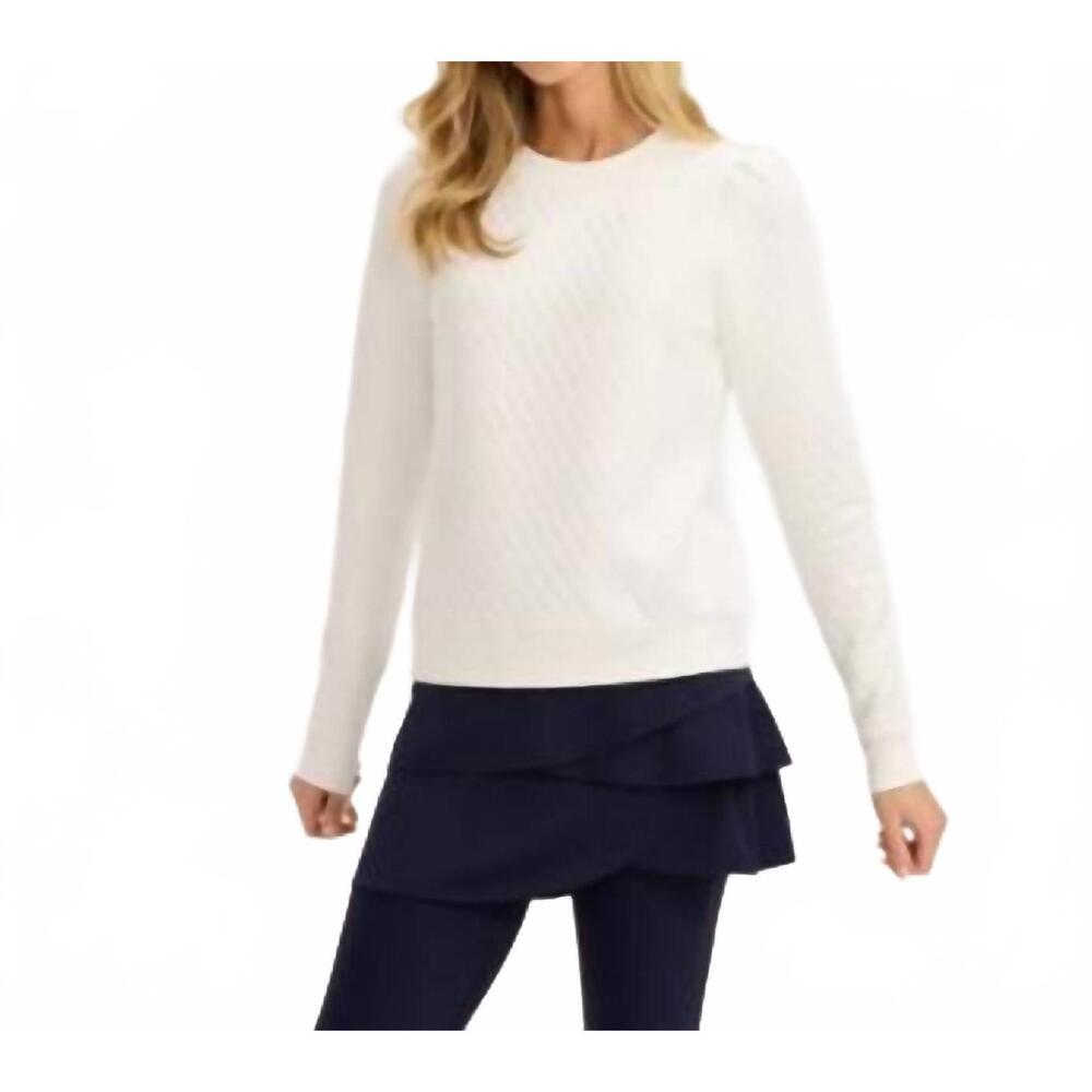 NEW RENWICK puff sleeve quilted pullover in white